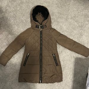 Zara Brown Puffer Jacket with Hood